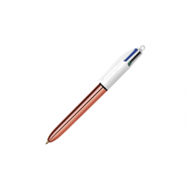 Bic 4 Couleurs Shine - Design métallique Rose Gold - Stylo à bille rétractable