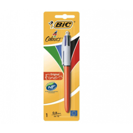 Stylo à bille rétractable fin original Bic 4 couleurs - Blanc et Orange