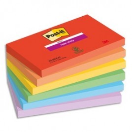 POST-IT® Notes Super Sticky Playful 76 x 127 mm. 6 blocs, 90F.